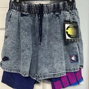 1991 Nike Challenge Court 2-in-1 Jean Shorts (Blue/Purple combo)